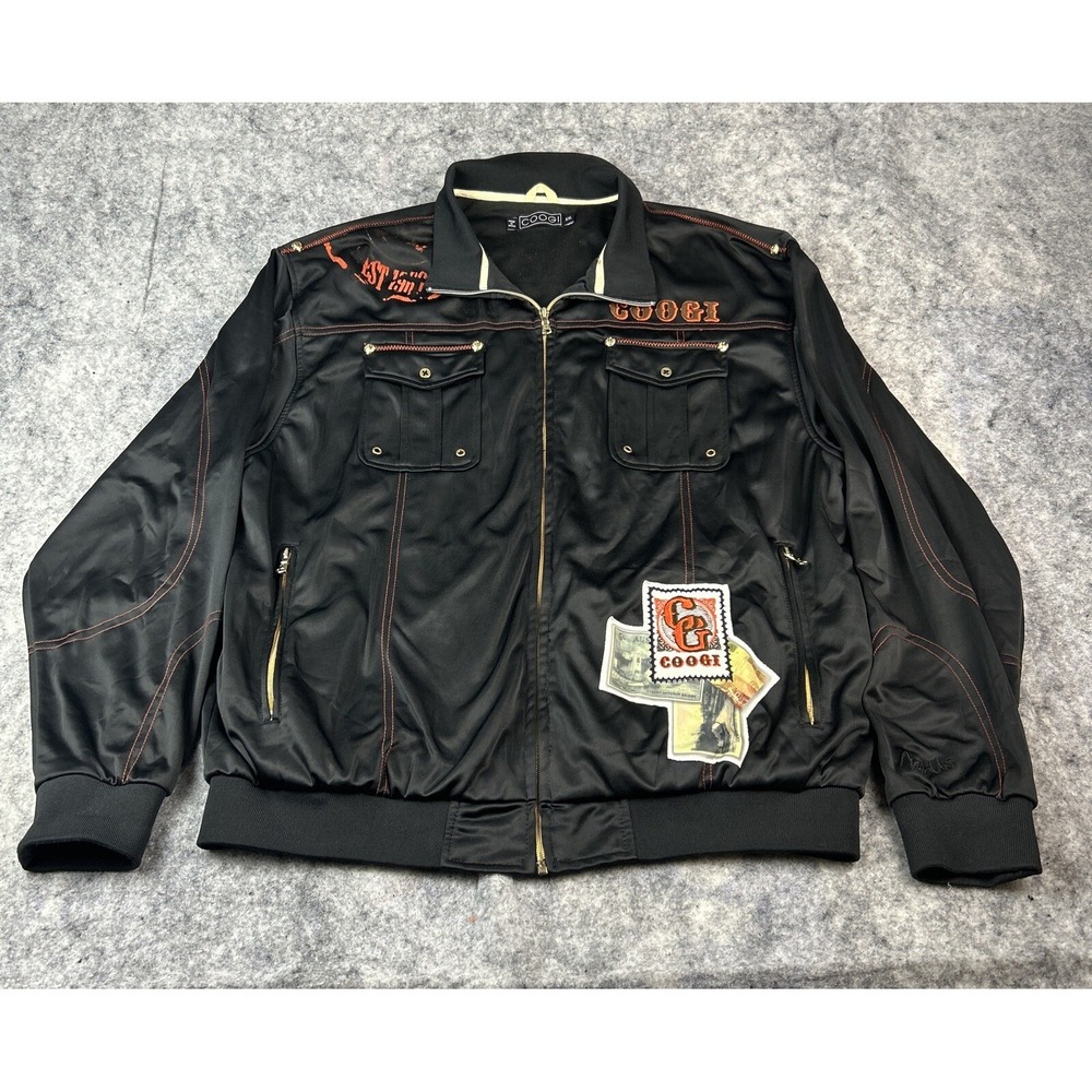 COOGI AUSTRALIA Men's‎ Size 2XL XXL Black Full Zip Track Jacket Embroidered
